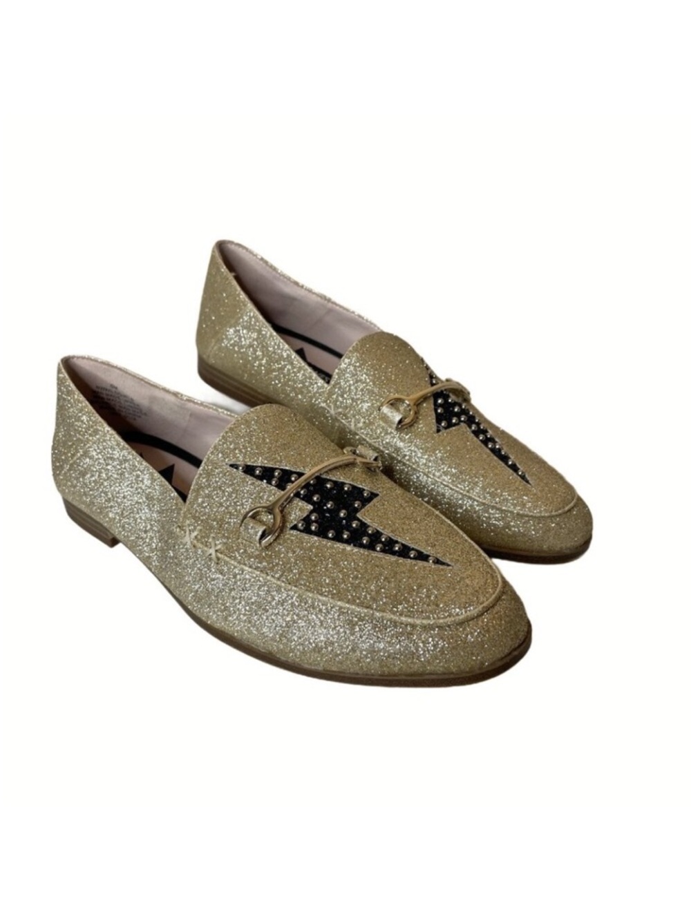 Nine West Horsebit Loafers Glitter Gold Women's Size 5